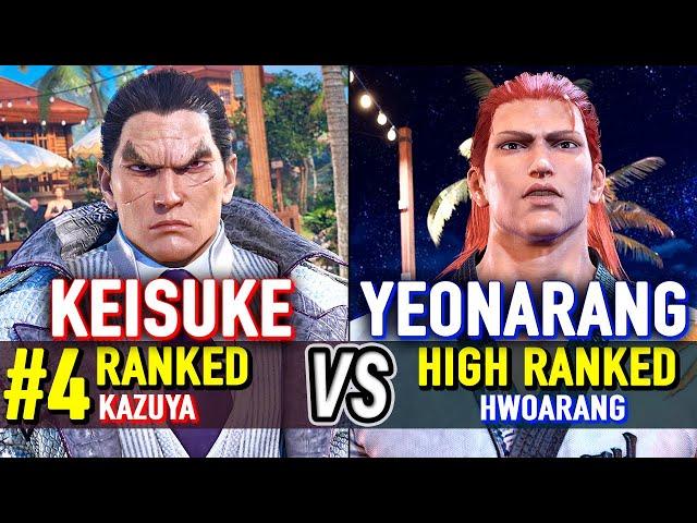 T8  KEISUKE (#4 Ranked Kazuya) vs YEONARANG (High Ranked Hwoarang)  Tekken 8 High Level Gameplay