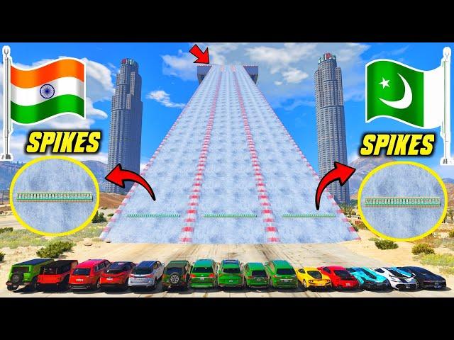 Gta 5 Indian Cars Vs Pakistan Cars Vs Super Cars Spikes Snow Climbing Challenge | Gta V Gameplay