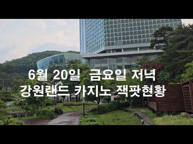 비가 엄청 오는 6월 20일 금요일 저녁 강원랜드 카지노의  잭팟현황과 금액.