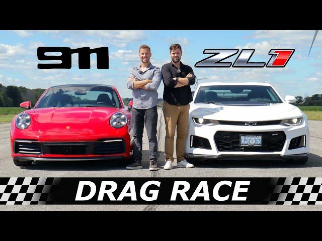 2020 911 Porsche Carrera S vs Camaro ZL1 // DRAG & ROLL RACE