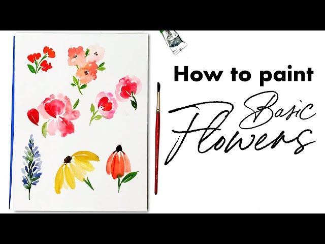 How to paint basic watercolor flowers!