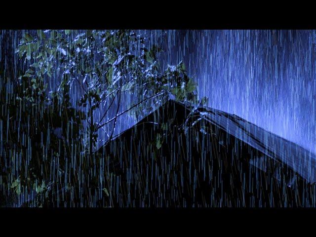 Fall into Sleep in 5 Minutes with Heavy Rain & Thunder Intense Sounds on Tin Roof in Forest at Night