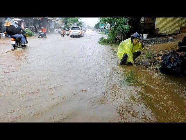 Draining Flooded Streets Clearing Blocked Storm Drains