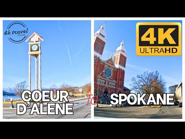 4k Driving from Coeur d'Alene ID to Spokane WA