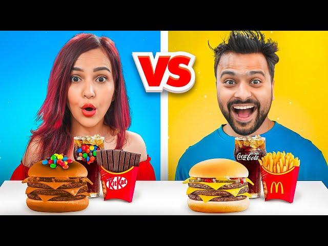 Real vs Chocolate FOOD Challenge  OMG !!