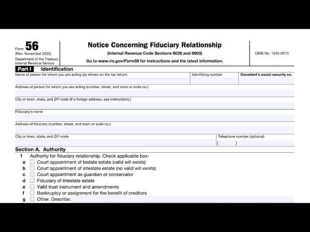 IRS Form 56 Walkthrough (Notice of Fiduciary Relationship)