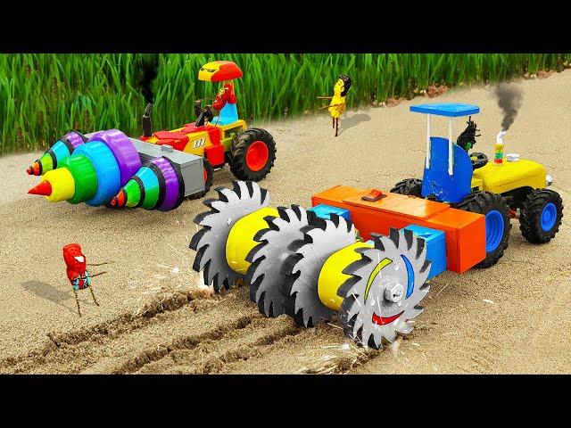 Diy tractor making mini Automatic Plowing Machine | diy Triple Drilling Gold Mining | HP Mini