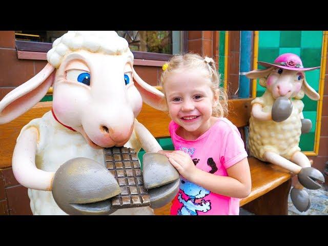 Nastya playing at the amusement park in Germany