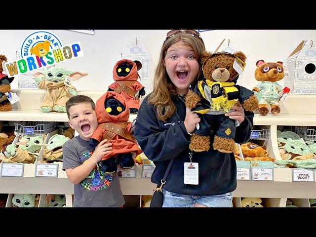 Caleb GOES to BUILD-a-BEAR with his SISTER Aubrey! MAKING STUFFED ANIMALS at BUILD a BEAR Workshop!