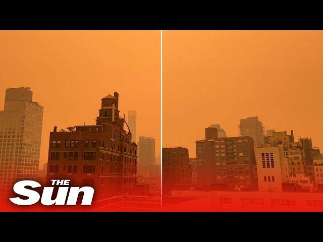 NYC sky colored orange as wildfire smoke travels from Canada