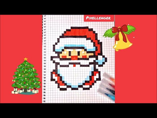 Санта Клаус Как рисовать по клеточкам Простые рисунки Новый Год How to Draw Pixel Art Santa Claus