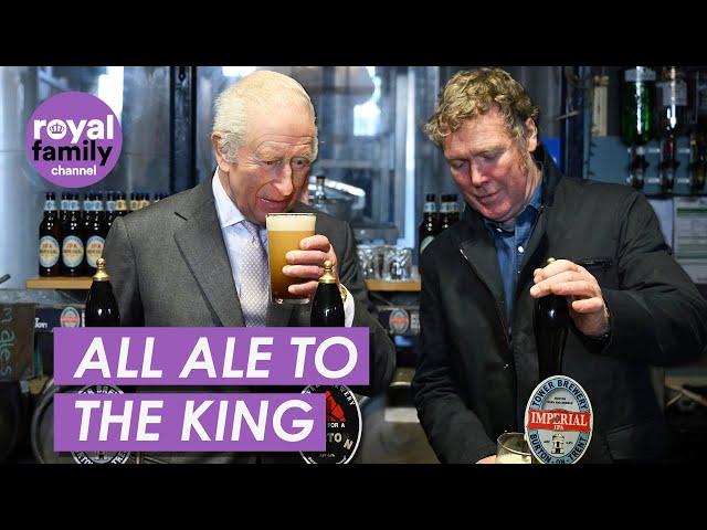 Cheerful King Charles Pours Himself a Pint on Visit to Burton Brewery