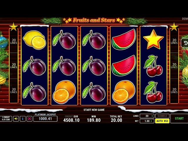 NEW SLOT! Fruits and Stars Christmas by Fazi Slot Review & Demo