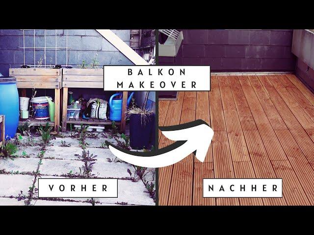 Balkon Makeover - Gehwegplatten + Splitt entfernen | Terrassenboden verlegen | DIY Holzboden | vita.