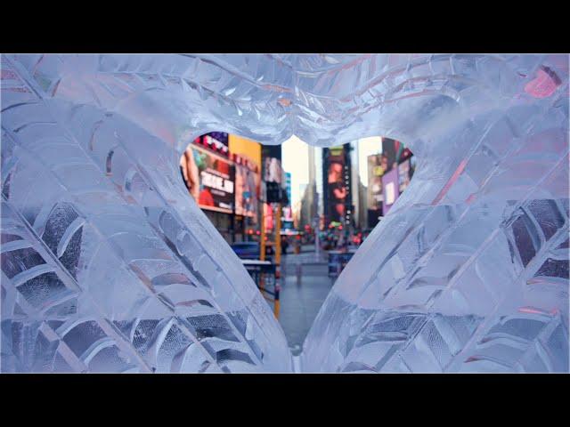 2024 Ice Sculpture Show in Times Square: "Smitten" by Lovie Pignata