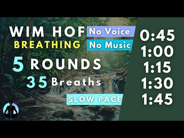 WIM HOF Guided Breathing | 35 Breaths 5 Rounds Slow Pace | To 1:45min No Voice No Music