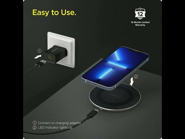 Spigen Essential Pf2104 15W Max Wireless Charger With Usb A To C Type Cable For Smartphones Support