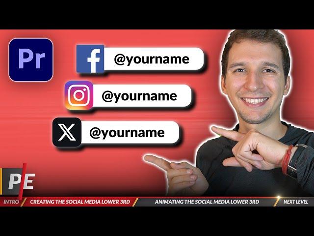 Animated SOCIAL MEDIA Lower Third Tutorial & Free Template (Adobe Premiere Pro 2024)