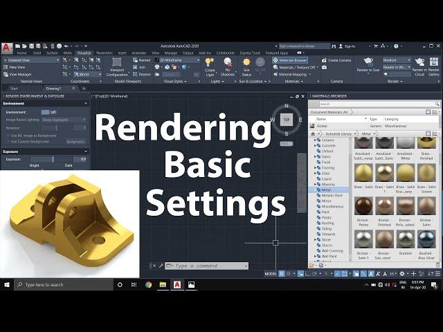 AutoCAD Rendering - Basic settings - Material & Texture apply