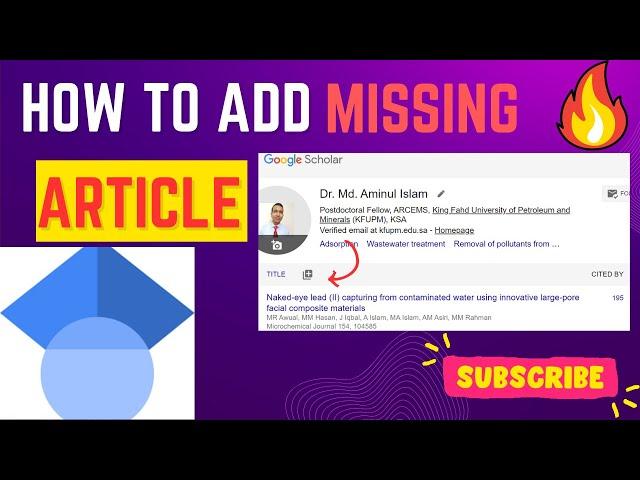 How to Add Missing Article to Google Scholar Profile