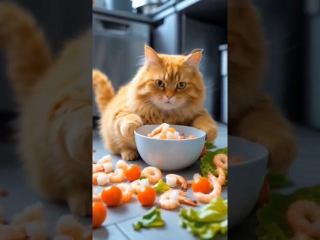 making sea food with meow Chef #cat #catvideos #meowchef #cute #meowmoe #catblogger #kitty