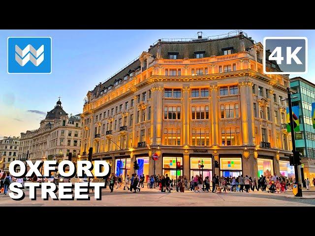 [4K] Oxford Street in London England  Walking Tour & Travel Guide  Binaural City Sound