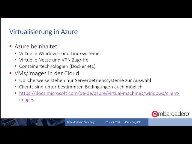 CodeRage Deutschland 2018 - Session 02 - Delphi/Azure