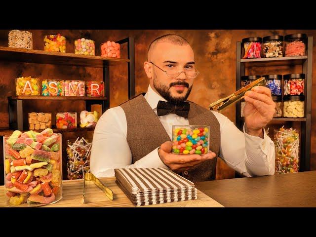 English Sweet Shop ASMR  Sweet Tasting - Take Your Order - Paper Crinkles - Chocolate Cutting
