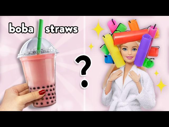 Using Boba Straws in Barbie Doll Hair