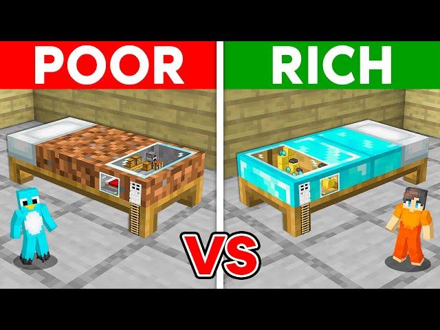 Milo POOR vs Chip RICH: HOUSE INSIDE BED Build Challenge in Minecraft