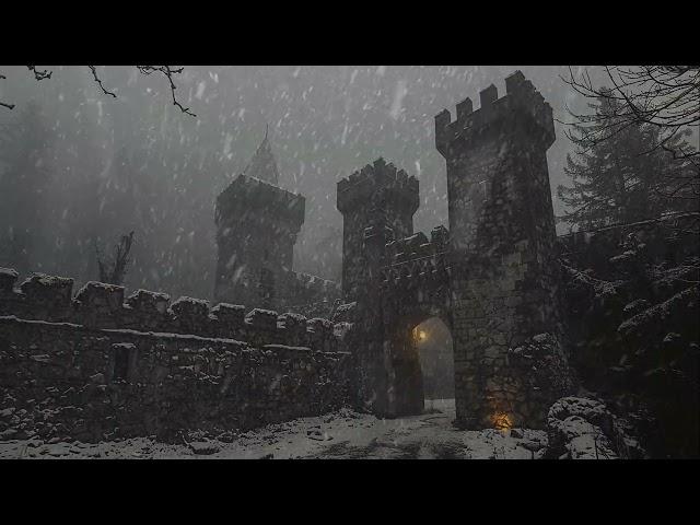 10-hour Dark Spooky Eerie Snow Castle: Howling Blizzard Winds Sounds For A Fast Deep Relaxing Sleep