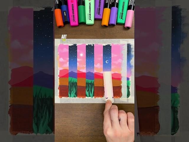 Optical game  I'm painting 2 landscapes in 1  #artroom #acrylicpaint #opticalgame #painting #tuto