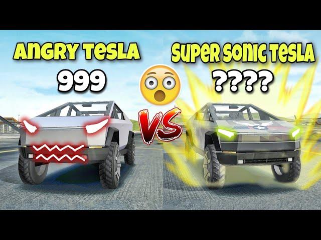 Angry tesla VS Super sonic tesla|| Funny moments || Extreme car driving simulator||