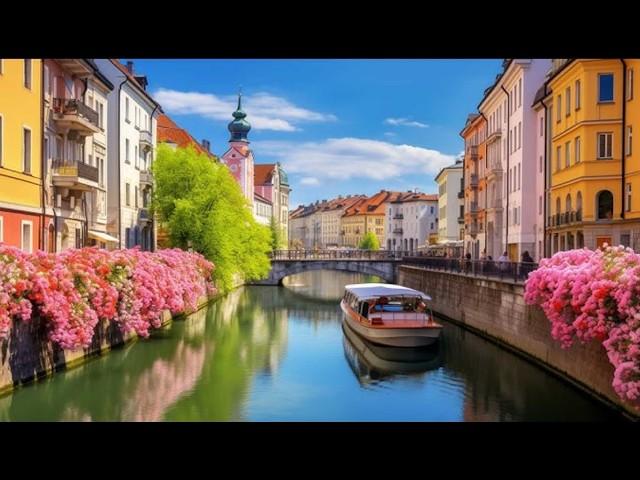 Ljubljana Walking in the Rain (Slovenia)  4K