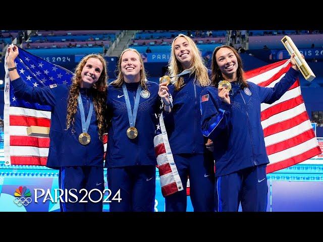 Team USA CLOSES swimming at the Paris Olympics with a world-record women’s 4x100 medley | NBC Sports