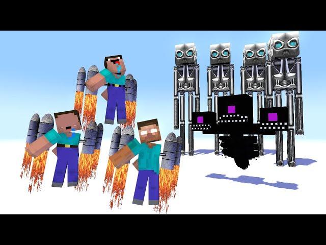 Monster Fight : NOOB FAMILY AND STRONG HEROBRINE -Minecraft Animation