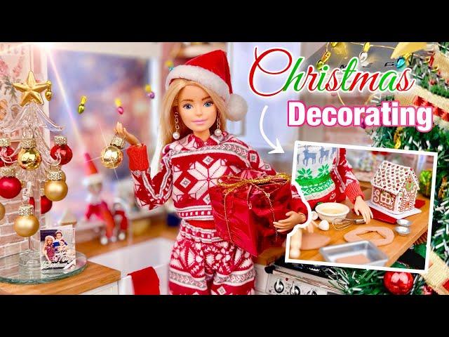 Decorating Emily’s NEW Kitchen For CHRISTMAS! + Making Barbie Doll Baked Goods