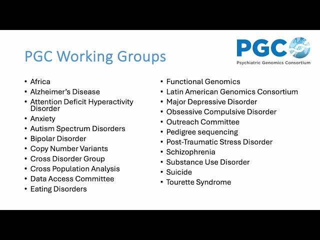 PGC General Meeting at World Congress of Psychiatric Genetics 2024