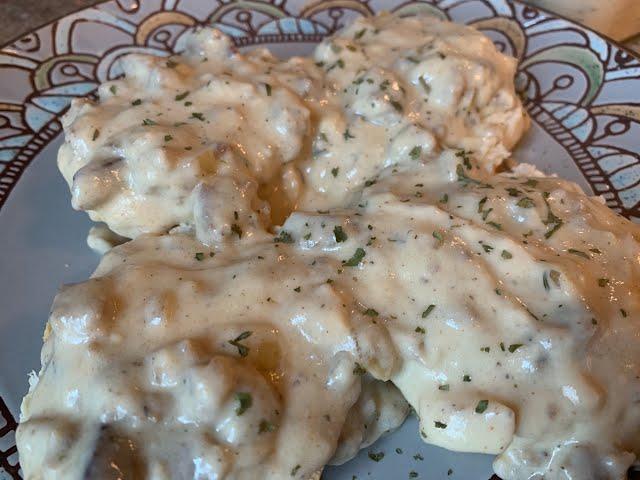 Sausage Gravy Over  Biscuits | The  Hungry Jawn