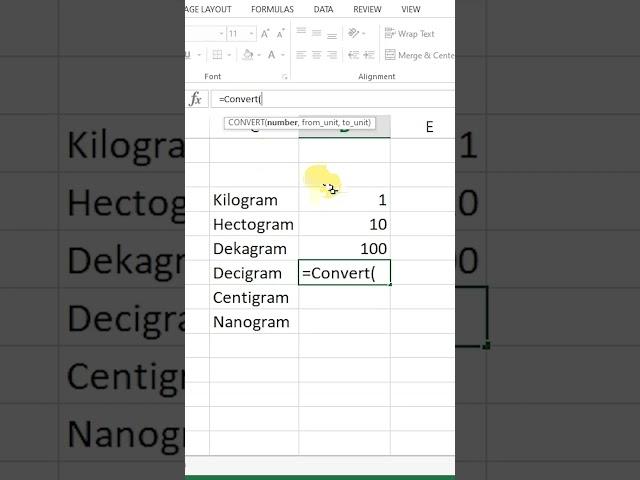 Convert Kilogram into Decigram in Microsoft Excel #msexcel #decigram #excel #shorts