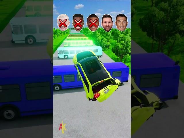 CR7 vs Messi vs Mbappe vs Haaland Car Coca Cola Challenge Beamng.Drive #ronaldo  #beamng #shorts