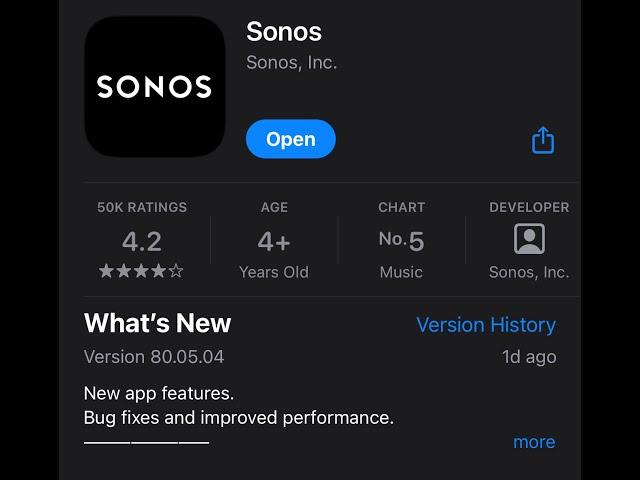 Sonos App Update 80.05.04 + Speaker Update 16.3
