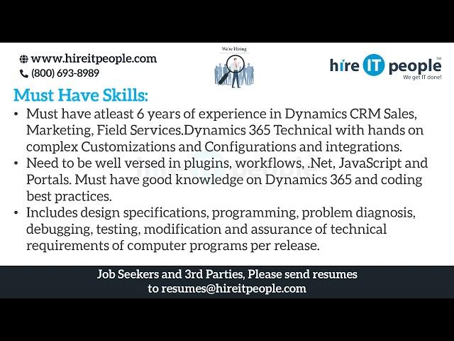 Microsoft Technologies Jobs | Dynamics CRM  Jobs | AUSTIN, TX |  Job ID 32119 |