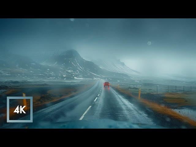 Relaxing Rainy Drive in Iceland | Kirkjubæjarklaustur to Glacier Lagoon, Rain Sounds for Sleep ASMR