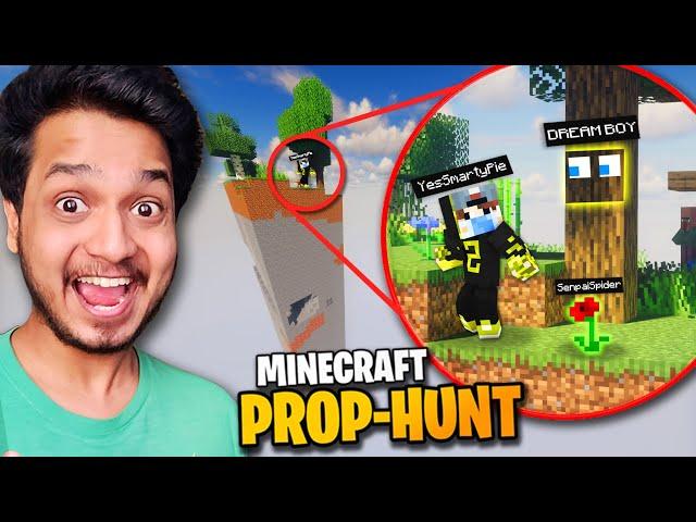 Funniest Prop Hunt on One Chunk Minecraft World @YesSmartyPie@DREAMBOYYT (Himlands Hide & Seek)