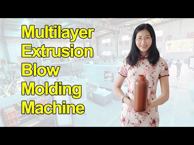 Multilayer co extrusion blow molding machine with 2 die heads for 1L pesiticide bottles