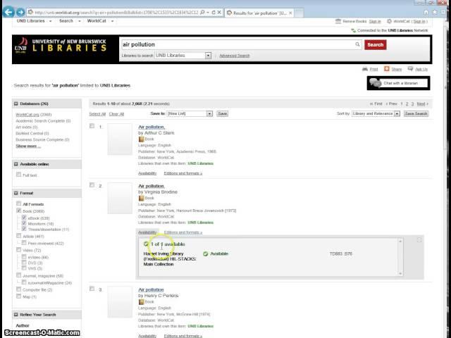 Checking Availability of Print Books through UNB Libraries Website