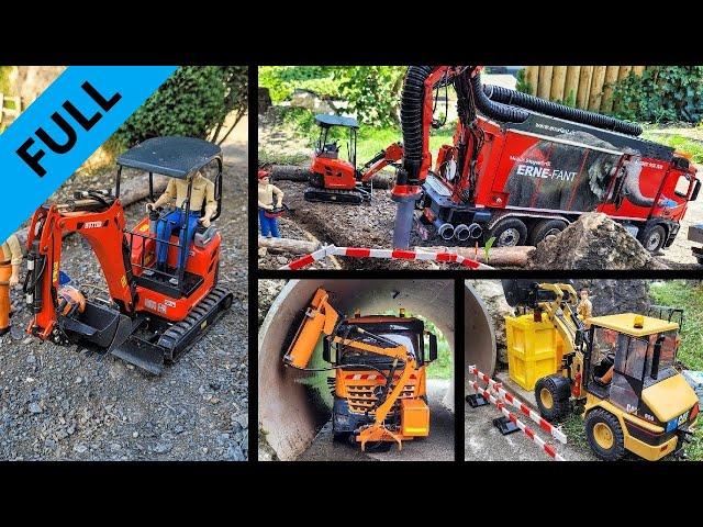 Traffic light installation in tunnel. RC Excavator Kubota Hutter U17, Suction Truck CAT loader. FULL