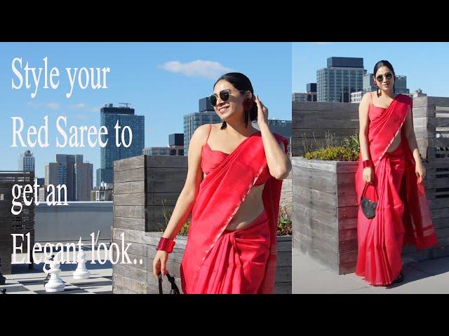 "Elevate your elegance with these red saree styling tips." || How to wear a red sari