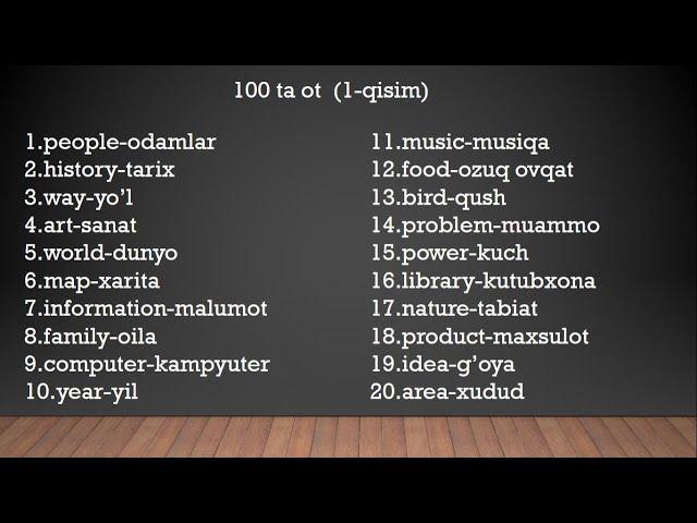 Ingliz tilida eng ko'p qo'llaniladigan 3500 ta so'zlar 2-qisim#speaking #ingliz#tili#IELTS#grammatik